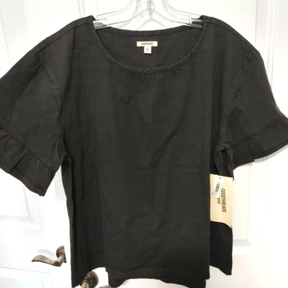 Good threads black blouse ruffle sleeve xl - Picture 1 of 6